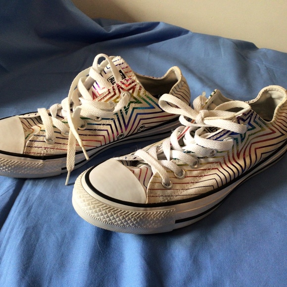 Converse All Star Reflective Metallic Rainbow Sneaker Low Top Women Size 7 - Picture 1 of 9